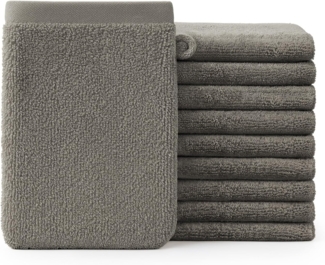 Blumtal Waschhandschuh 10er Set aus Frottee 15x20 cm - weich und saugstark, (Set), mit modischer Bordüre und praktischer Aufhängeschlaufe, 100% Baumwolle