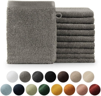 Blumtal Waschhandschuh 10er Set aus Frottee 15x20 cm - weich und saugstark, (Set), mit modischer Bordüre und praktischer Aufhängeschlaufe, 100% Baumwolle