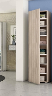 Dmora - Mehrzweckschrank 1 Tür Fiordaliso, linearer Schrank mit 1 Tür und 7 Regalen, Säule für Eingang oder Badezimmer, modernes Schuhregal, 100 % Made in Italy, 50 x 30 x 182 cm, Olmo