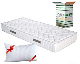 EVERGREENWEB Matratze 85x190 cm aus Polyurethanschaumstoff WATERFOAM, Ergonomisch, Höhe 20 cm + 1 Kissen aus Memory Foam Flocken, Atmungsaktiv Weiß Bezug, Orthopädisch, Massage-Effekt | Fashion