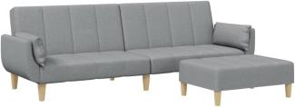 Schlafsofa 2-Sitzer mit Fußhocker Hellgrau Stoff 3258141