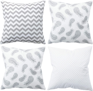 Amilian Dekokissen 4er Set - Dekokissen mit Füllung - 50x50 cm - Deko Kissen