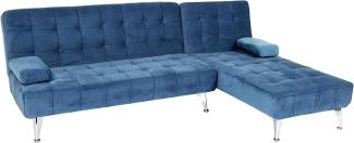 Schlafsofa HWC-K22, Couch Ecksofa Sofa, Liegefläche links/rechts Schlaffunktion 236cm ~ Samt blau