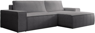 Vente-unique - Ecksofa mit Schlaffunktion - Ecke rechts - grob gerippter Cord - Anthrazitgrau - AMELIA