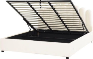 Beliani 'Vincennes' Polsterbett mit Stauraum, Samt, Weiß, 180x200 cm