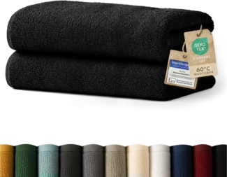 Blumtal Premium Frottier Handtücher Set mit Aufhängschlaufen - Baumwolle Oeko-TEX Zertifiziert, weich, saugstark - 2X Badetuch (70x140 cm), Schwarz