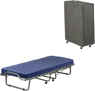 Talamo Italia - Klappbett Venera, Feldbett mit 15 Lattenrosten, inklusive Matratze, platzsparendes Kinderbett, 100% Made in Italy, 80 x 190 x 39 cm, mit Hülle