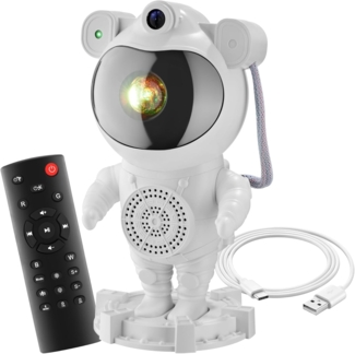 tectake LED Nachtlicht LED-Sternenhimmel-Projektor Astronaut, inkl. Bluetooth, Bluetooth- und Music-Funktion mit 8 Sounds sowie Timer