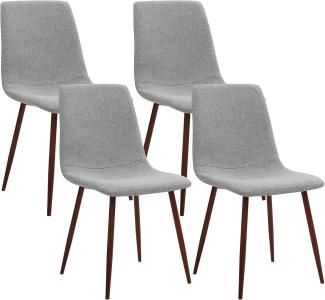 CangLong Polsterküchenstühle Satz von 4 Retro gepolsterte Küchenstühle für Küche Esszimmer, Moderner Stoff Esszimmerstuhl mit Metallbeinen, Grau, Schaumstoff, Metall, Grey 1, Set of 4