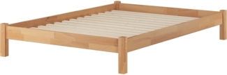 ERST-HOLZ Bett Französisches Bett 140 x 200 Buche Natur mit Rollrost, Buchefarblos lackiert