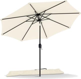 VOUNOT Sonnenschirm 270 cm mit Kurbelvorrichtung, Knickbar, Sonnenschutz UV-Schutz, Balkonschirm Gartenschirm Marktschirm mit Schutzhülle, Beige