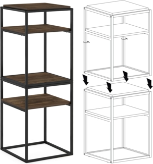 Furinno Moretti Modern Lifestyle Stapelbares Regal, 2-stufiger, Columbia-Walnuss