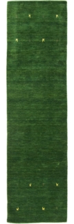 carpetfine Wollteppich Gabbeh Uni, reine Wolle, Grün, 60x180 cm, rechteckig