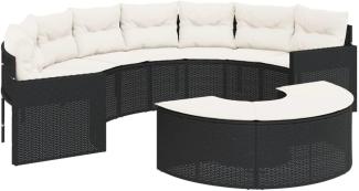 2-tlg. Garten-Sofagarnitur Halbrund Schwarz Poly-Rattan