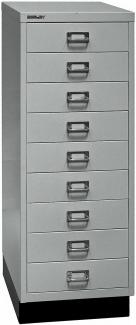 Bisley MultiDrawer™, 39er Serie mit Sockel, DIN A3, 9 Schubladen, Farbe silber