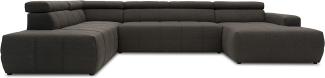 DOMO. collection Brandon Sofa, Wohnlandschaft mit Rückenfunktion in U-Form, Polsterecke Eckgarnitur Polstergarnitur, Schlamm, 228 x 359 x 175 cm