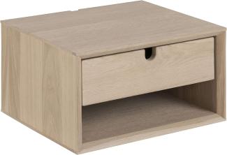 AC Design Furniture Lena Nachttisch aus Holz für Wandmontage, Beistelltisch mit 1 Schublade, Wandregal fürs Schlafzimmer, B: 37 x T: 32 x H: 21 cm, Eiche Furnier, 1 Stk.