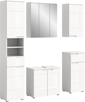 xonox. home Bad Solero X7WA9B01 Badkombination Badmöbel-Set Badmöbel in Weiß Nachbildung und weiß Hochglanz tiefzieh, ca. B/H/T: 169 x 193 x 34 cm