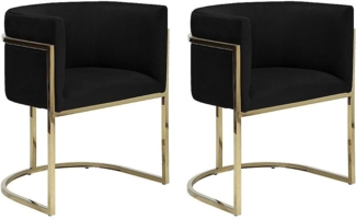 Vente-unique - Stuhl mit Armlehnen 2er-Set - Samt & Metall - Schwarz & Goldfarben - PERIA von Pascal MORABITO