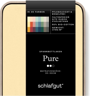 Schlafgut Spannbettlaken PURE Bio-Baumwolle mit Elasthan, dehnbar blickdicht, straff, Bettlaken, Jersey, Gummizug: rundum, (1 Stück), PREMIUM Laken für Matratzen bis 30cm Höhe, in 90x200, 140x200, 180x200