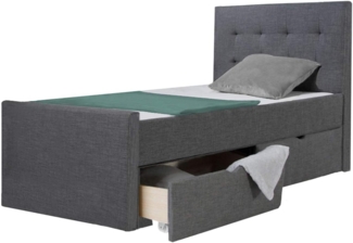 Homestyle4u Polsterbett inkl. Lattenrost und Schubladen, 90x200 cm, 2 Schubladen