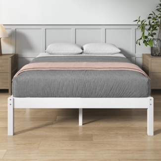 Zinus Ellie Doppelbett aus Bambus, 160x190 cm, moderner und Leichter Rahmen mit Lattenrost aus Holz, 35,5 cm Stauraum, umweltfreundliches Design, Farbe: Weiß
