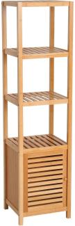 HOMCOM Badregal Badezimmerschrank mit 3 offenen Fächern, Aufbewahrungsschrank 1-tlg, Naturholz 36 x 33 x 140 cm