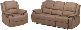 Vente-unique - Couchgarnitur Relax 3+1 - Microfaser - Taupe - HERNANI