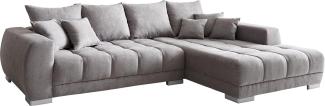 Sofa Josea Mikrofaser Steingrau 300x220 cm Recamiere rechts Wohnlandschaft