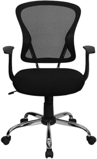 Flash Furniture Arbeitsstuhl, mittelhohe Rückenlehne, Netzmaterial, drehbar, mit Chrombasis und Armlehnen, schwarz, 74 x 61 x 28 cm