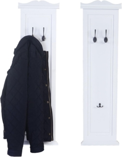 2er-Set Garderobe T33, Wandgarderobe Garderobenpaneel, Wandhaken Holz 109x28x4cm ~ weiß lackiert