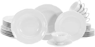 CreaTable 16135 Kombiservice Maria Theresia für 6 Personen, Porzellan, weiß (1 Set, 30-teilig)