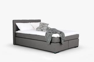 Mivano Beast Boxbett, Komfortables Bett mit Durchgehender Matratze (H3) und Topper, Flachgewebe Karoo Grau, Liegefläche 180x200 cm