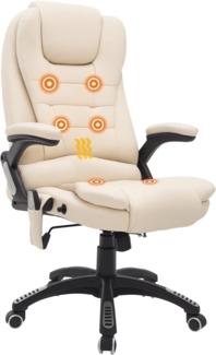 HOMCOM Schreibtischstuhl Bürostuhl mit Massagefunktion, mit Wärmefunktion, Chefsessel (Massagesessel, 1 St), für Wohnbereich, Cremeweiß