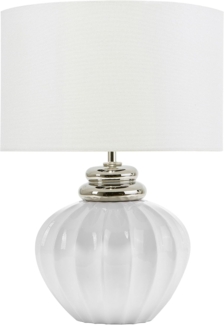 'Neris' Tischlampe Weiß Keramik 45 cm Stoffschirm Vasenform Kabel mit Schalter Klassischer Stil