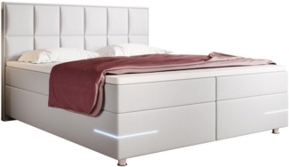 Boxspringbett Milano mit LED (Kunstleder) 120x200 Weiß H3