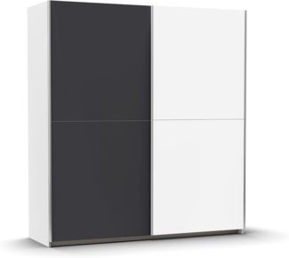 Rauch Möbel Saturn, Schwebetürenschrank, Kleiderschrank, Kleiderschränke, Garderobe, Schrank mit Stauraum, 2-türig, Farbe Grau-metallic-Alpinweiß, 175 x 191 x 59 cm