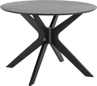 AC Design Furniture Dion Runder Esstisch, H: 75 x B: 105 x T: 105 cm, Schwarz, Eiche/Birke, 1 Stk.