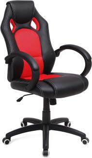 Songmics Racing Stuhl Bürostuhl Gaming Stuhl Chefsessel Drehstuhl PU, schwarz-rot, OBG56BR