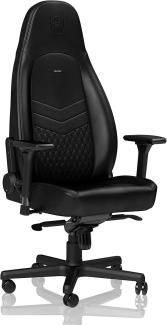 noblechairs ICON Gaming Stuhl Schwarz - Bürostuhl Ergonomisch Leder - Ergonomischer Schreibtischstuhl mit Rollen - Chefsessel Echtleder - Gaming Chair PC - Ergonomic Office Chair - Inklusive Kissen