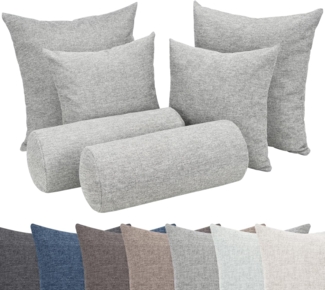 Selfitex Sofakissen 6-tlg. Kissen Set, 2x großes Kissen/2x kleines Kissen/2x Nackenrolle, (6er Set, 2 x 60 x 80 cm, 2 x 50 x 50 cm, 2 x 19 x 65 cm), für Sofa, Couch, Bett oder als Polster jeglicher Art