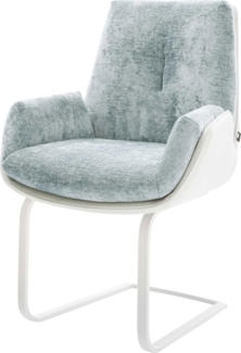Freischwinger Clea-Flex Materialmix Echtleder Weiß-Pastellblau Freischwinger flach Weiß