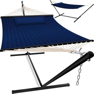 KESSER® Hängematte HILL mit Gestell Kissen Doppelhängematte für 2 Personen-Stabiler Rahmen -200kg Belastbarkeit Indoor & Outdoor XXL Hängesessel Doppel Mehrpersonen Garten Pool Balkon Terrasse Navyblau