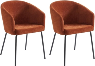 Vente-unique - Stuhl 2er-Set mit Armlehnen - Stoff & Metall - Terracotta - MORONI von Pascal MORABITO