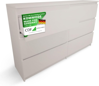 CDF Kommode Malwa M6 120| Farbe: Kaschmir (beige) | Schrank für Dokumente, Kleinigkeiten | Ideal für Wohnzimmer, Schlafzimmer, Kinderzimmer, Jugendzimmer und Büro | 6 geräumige Schubladen