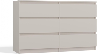 CDF Kommode Malwa M6 120| Farbe: Kaschmir (beige) | Schrank für Dokumente, Kleinigkeiten | Ideal für Wohnzimmer, Schlafzimmer, Kinderzimmer, Jugendzimmer und Büro | 6 geräumige Schubladen