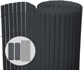 VOUNOT PVC Sichtschutzmatte 80x300 cm Verstärkung Innen, Sichtschutz für Garten Balkon Terrasse Zaun, Sichtschutzzaun Balkonverkleidung Windschutz, Grau