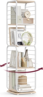 Vasagle Bücherregal 4 Ebenen, drehbares Regal mit Buchstützen, Standregal für kleine Räume