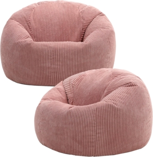 Icon Kingston Sitzsack Cord, Hellrosa, 2er Pack, Sitzsack Erwachsene mit Füllung, Bean Bag, Cord Sessel, Lounge Sessel, Lounge Stuhl, Schlafzimmer, Wohnzimmer, Wohnzimmer Möbel