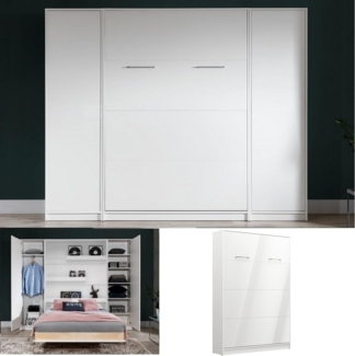 QMM TraumMöbel Schrankbett Klappbett VB 140 x 200 mit 2 Schränken (Set) vertikal klappbar